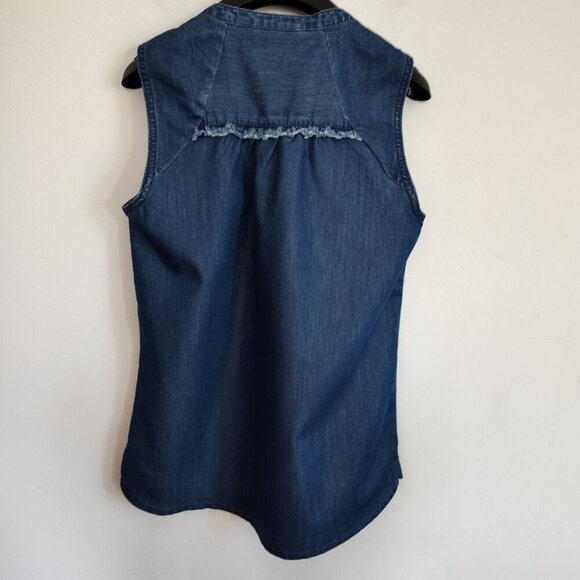 Ladies SZ PS DKNY Jeans Sleeveless Denim Top - Picture 3 of 4